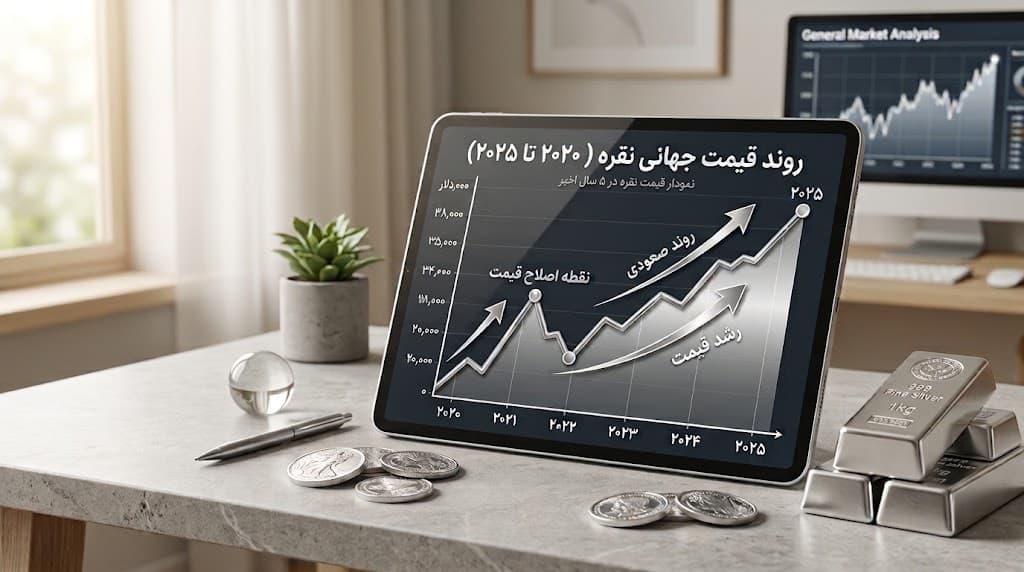 نمودار قیمت نقره در ۵ سال اخیر؛ بررسی علل روند صعودی و پیشبینی آینده